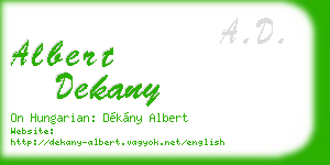 albert dekany business card